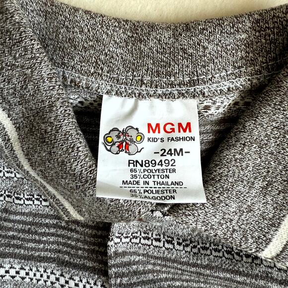 Vintage 90s MGM Kid's Fashion 3-Piece Overalls Set Boys 24M Corduroy Soccer Bear - Picture 8 of 10